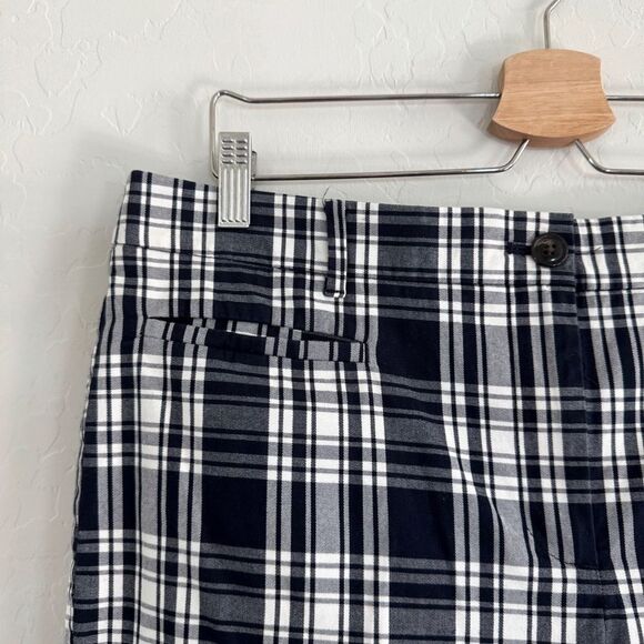 ANN TAYLOR Cotton Crop Navy Blue White Plaid Size 12 - Picture 3 of 6